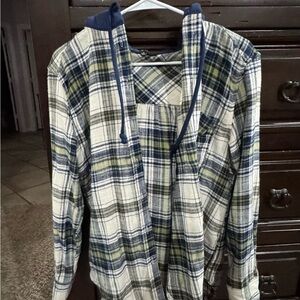 Love Tree Blue and Green Plaid Button Down Shirt